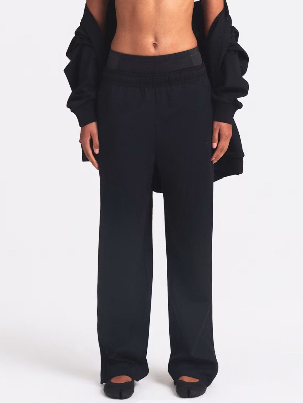 SKIMS Black Wide-Leg Track Pants